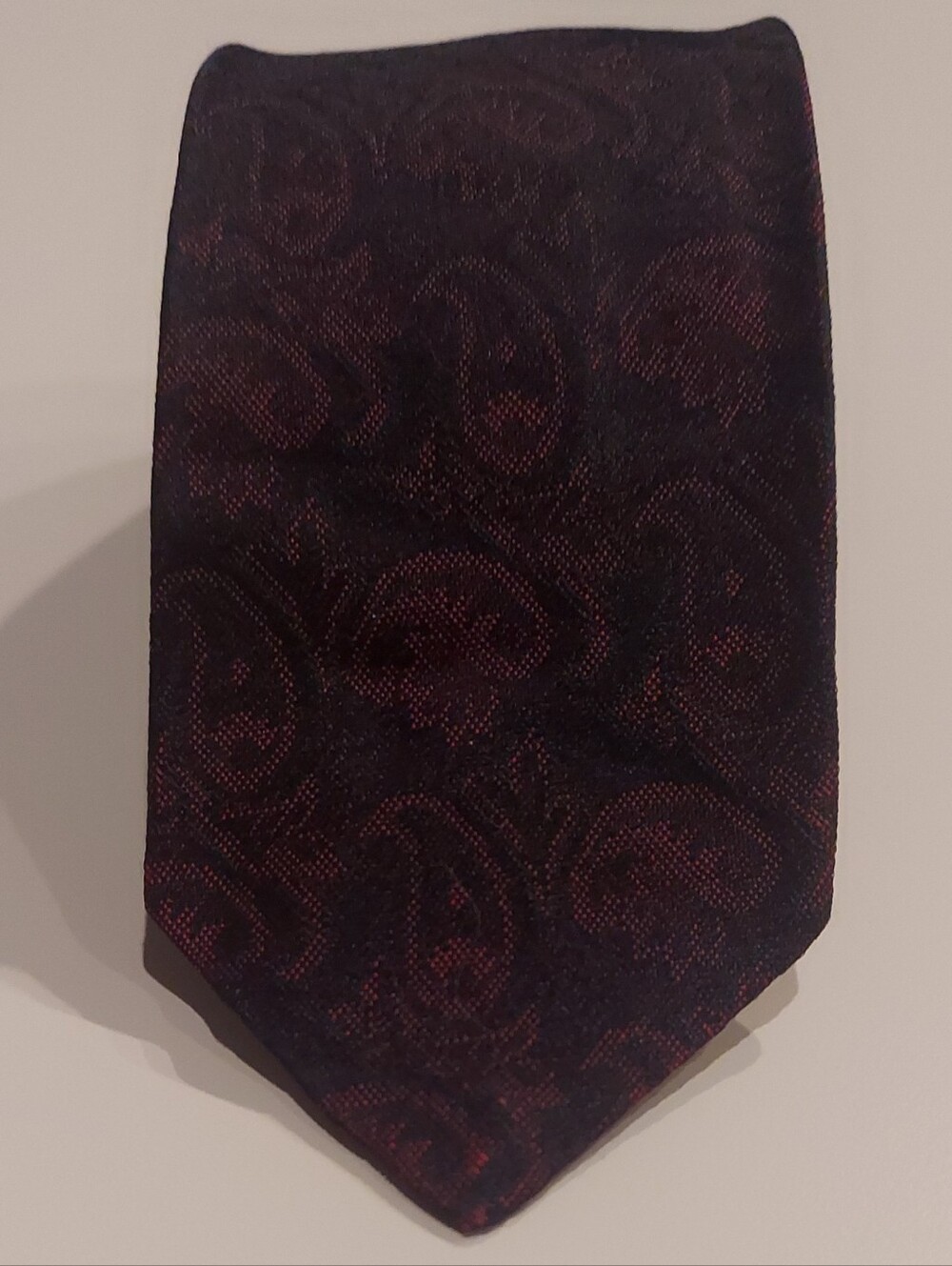 Vintage Phil A Halle Paisley Silk Tie in Dark Red and Black